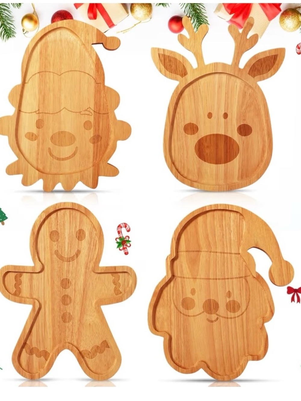 Holiday Wooden Charcuterie & Cutting Boards - 4pc Festive Set